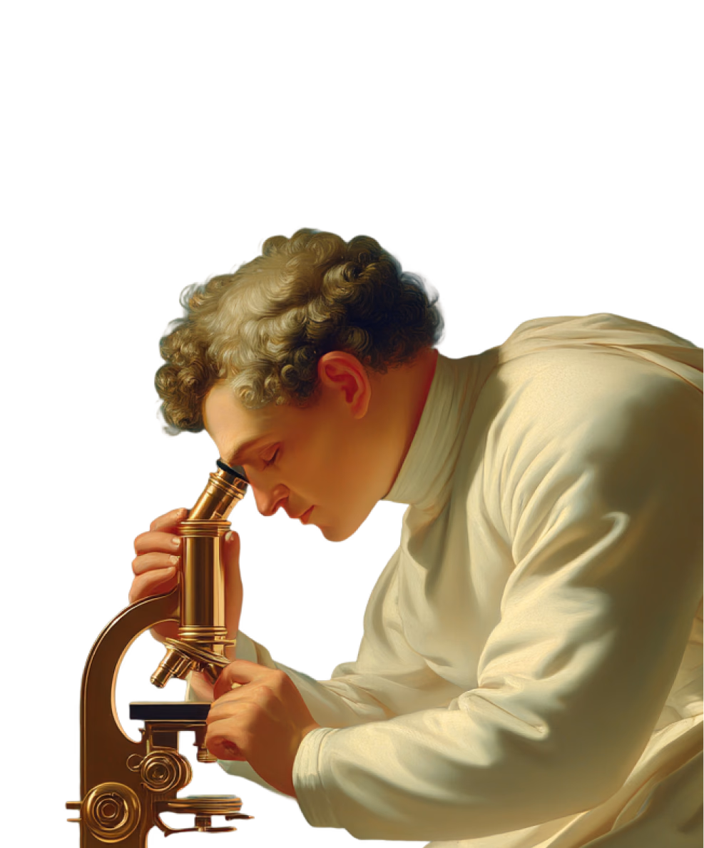 A scientist looking through a microscope